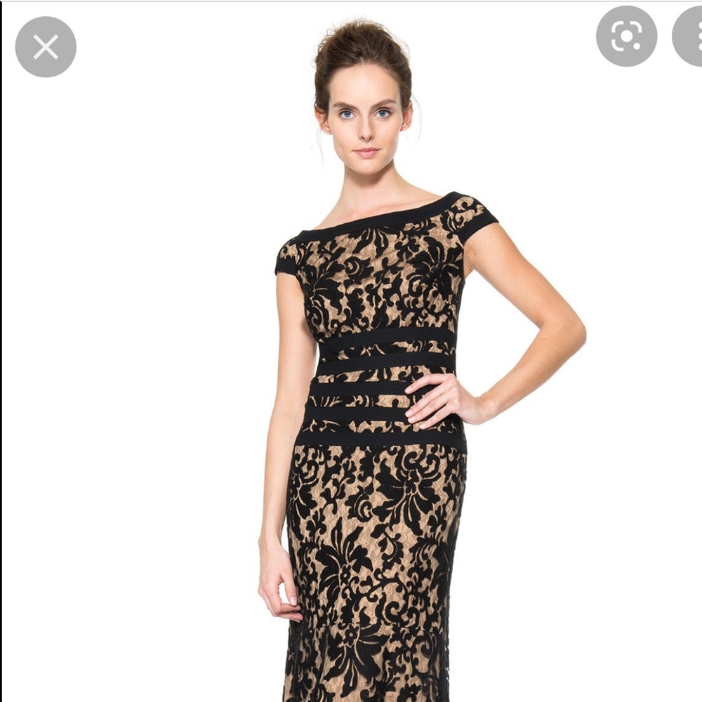 TADASHI SHOJI - 12P BLACK /NUDE DRAMATIC EVENING GOWN